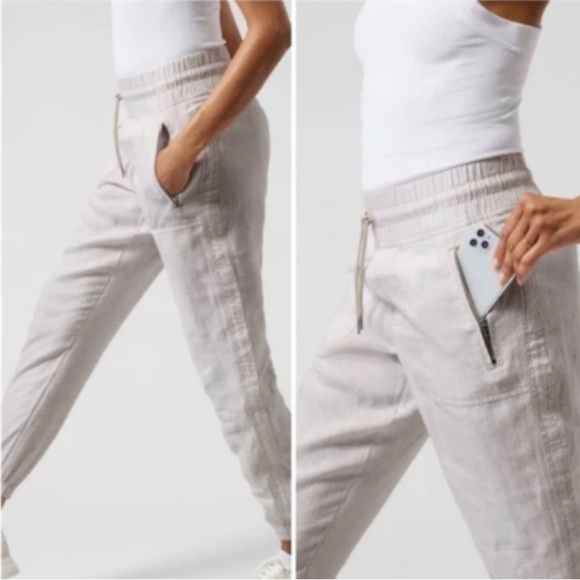 Athleta Cabo Linen Jogger in Mirco Cheetah Abalone Gray, Size 2 - Picture 10 of 10